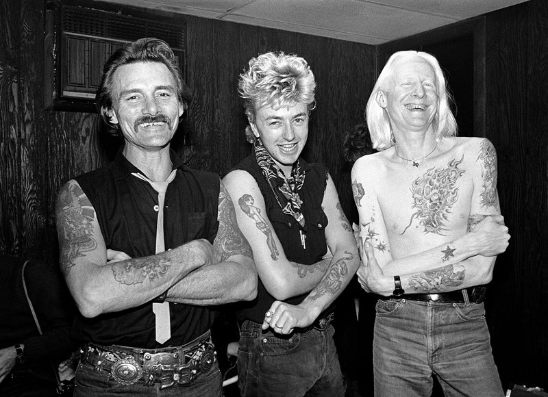 Dickey Betts, Brian Setzer, Johnny Winter, backstage Capitol Theatre, Passaic, NYC, 1984