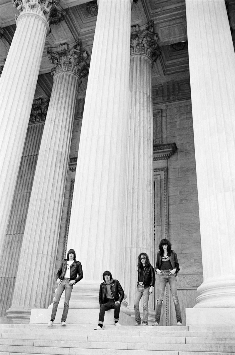 Ramones, photographed by Danny Fields, Supreme Court of the United States, Washington DC, 1976 (V)