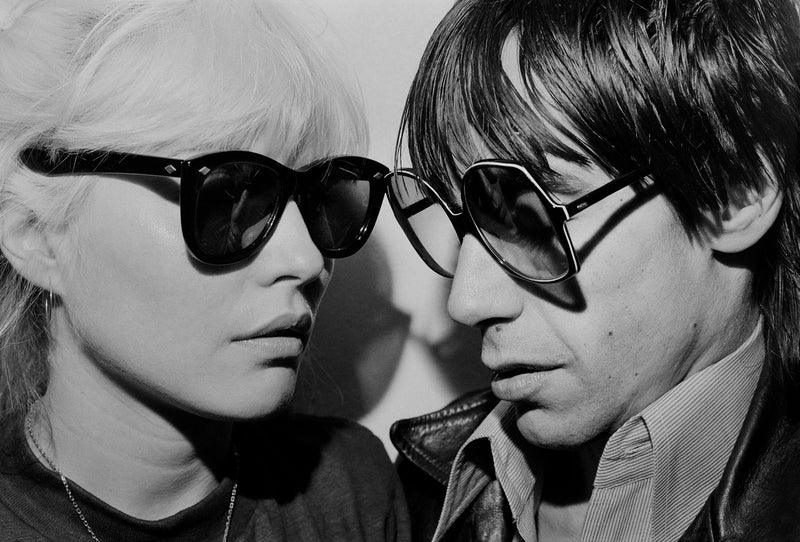 Debbie Harry and Iggy Pop wearing sunglasses, New York City, 1977, photographed by Chris Stein.