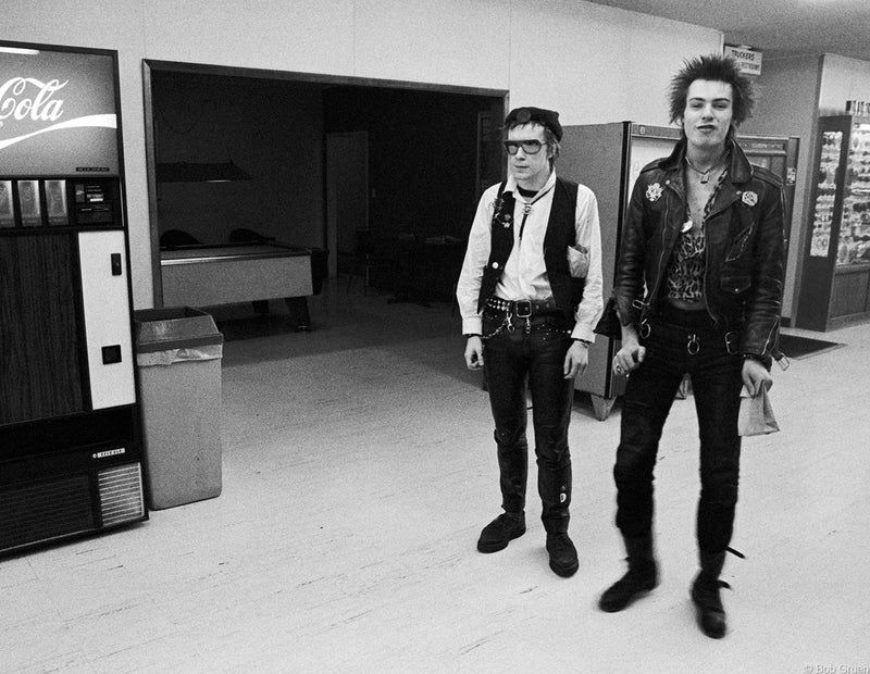 Johnny Rotten and Sid Vicious of The Sex Pistols during the U.S. Tour, 1978, photographed by Bob Gruen.