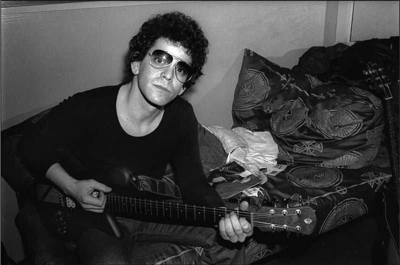 Lou Reed in New York City, 1977. Black and white portrait photograph by Allan Tannenbaum.