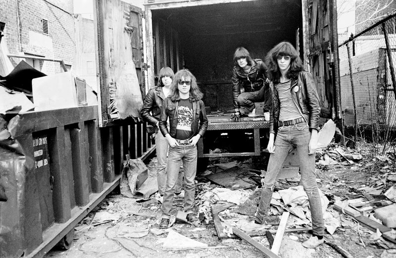 Ramones at Arturo Vega's Backyard, New York City, 1975, photographed by Danny Fields.