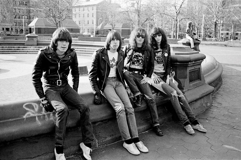 Ramones at Washington Square, Greenwich Village, New York City, 1976, photographed by Danny Fields.