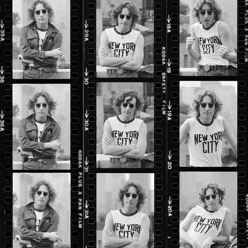 John Lennon Contact Sheet. NYC, 1974, photographed by Bob Gruen.