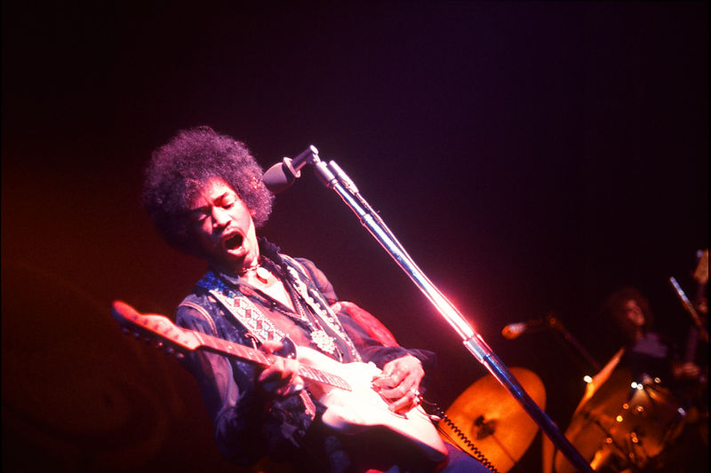 Jimi Hendrix, Winterland, San Francisco, CA, 1968, photographed by Allan Tannenbaum.