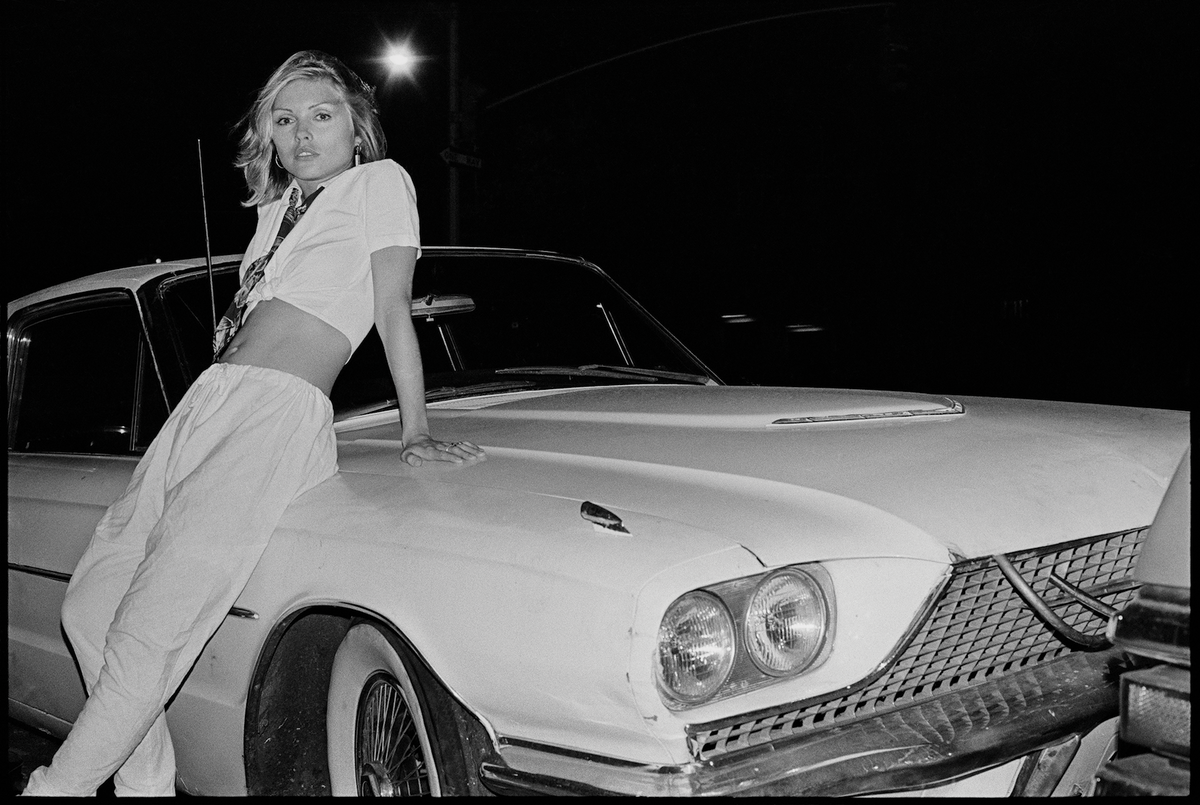 Debbie Harry with white car, New York City, 1977
