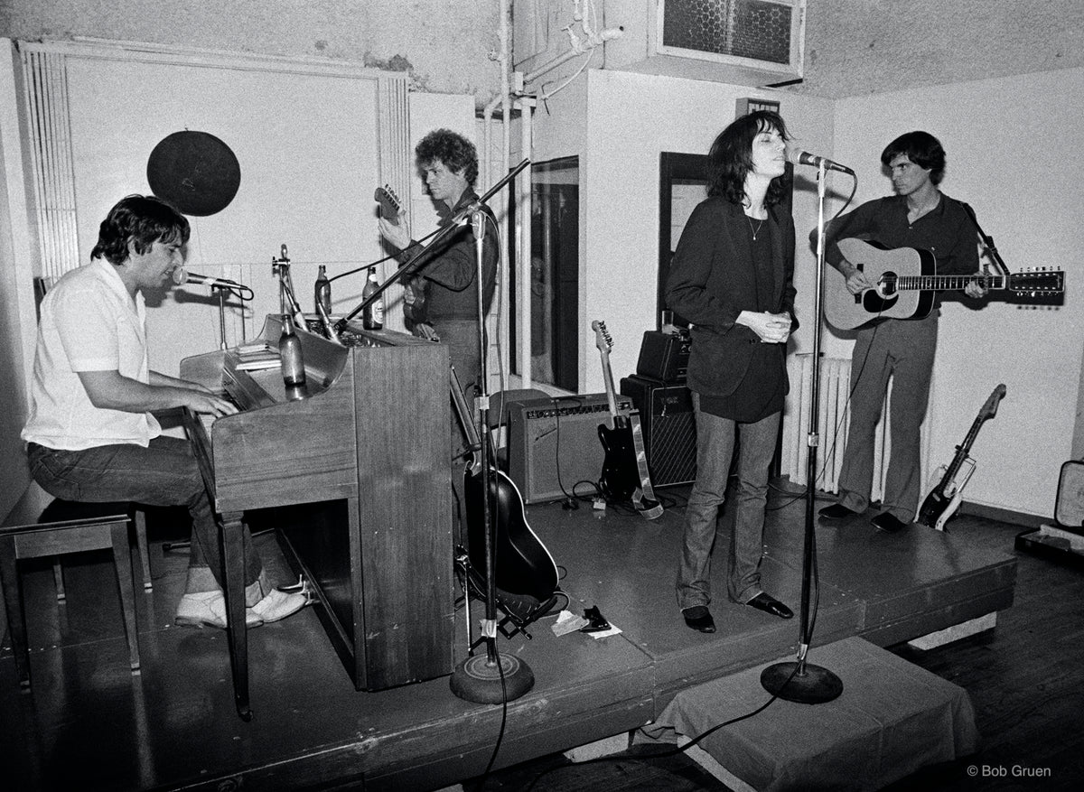 John Cale, Lou Reed, Patti Smith & David Byrne. NYC, 1976, photographed by Bob Gruen.