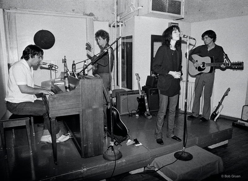 John Cale, Lou Reed, Patti Smith & David Byrne. NYC, 1976, photographed by Bob Gruen.