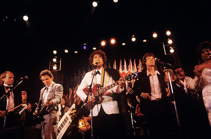 Bob Dylan, Mick Jagger & Bruce Springsteen. NYC, 1988
