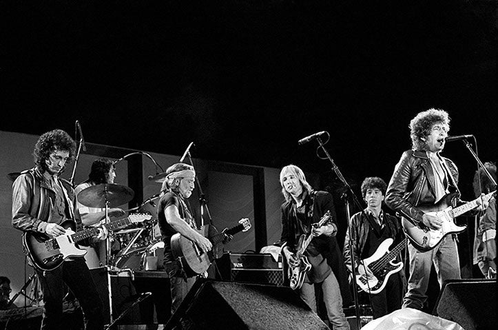 Bob Dylan, Tom Petty and Willie Nelson. Illinois, 1985