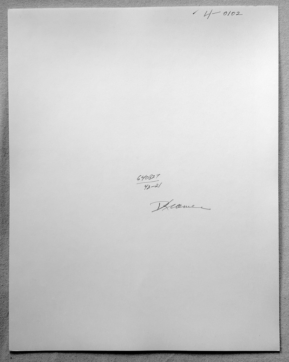 Verso of vintage gelatin silver print of Bob Dylan in studio, New York, 1964 — unique print signed in pencil on the verso by Daniel Kramer.