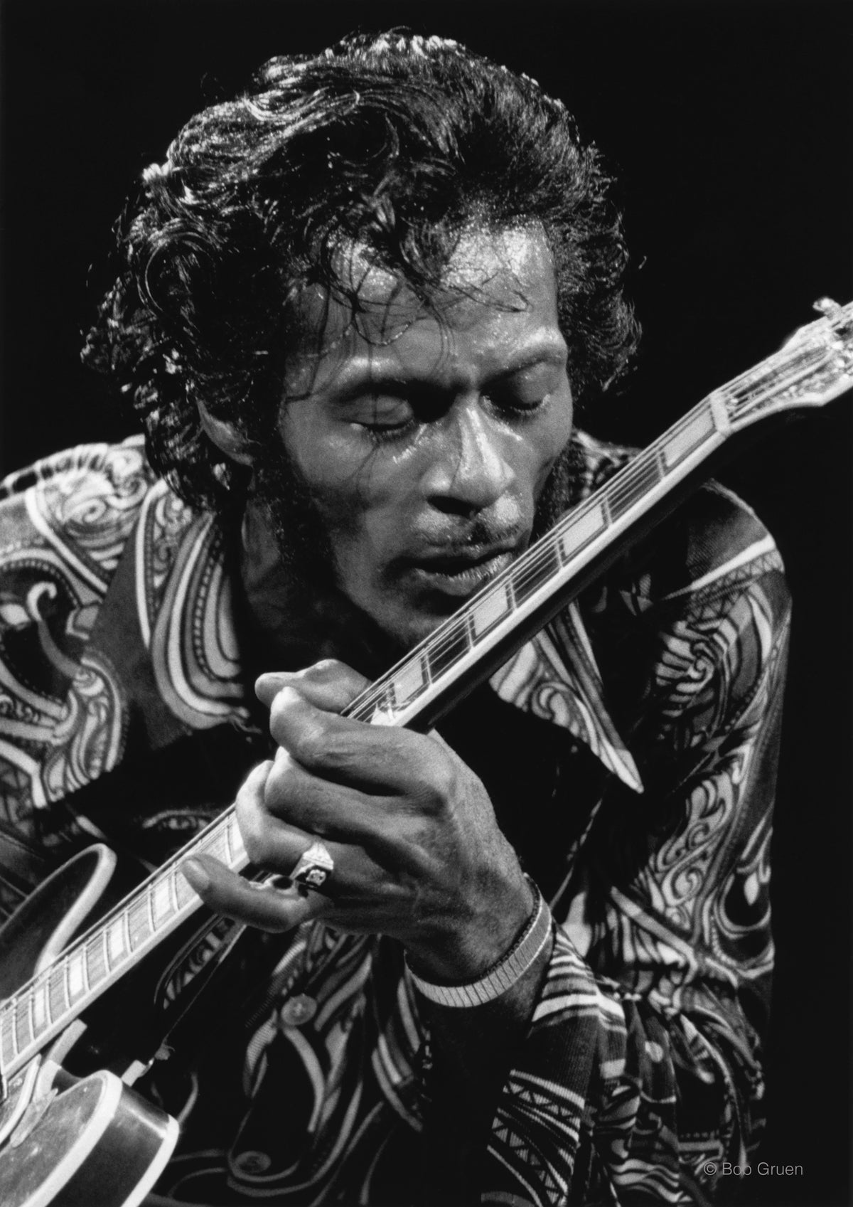 Chuck Berry, MSG, NYC. October 15, 1971, photographed by Bob Gruen.