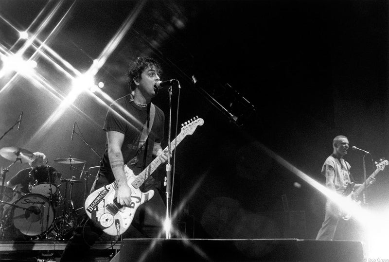 Green Day performing at the Astoria Theatre, London, UK, 1998, photographed by Bob Gruen.
