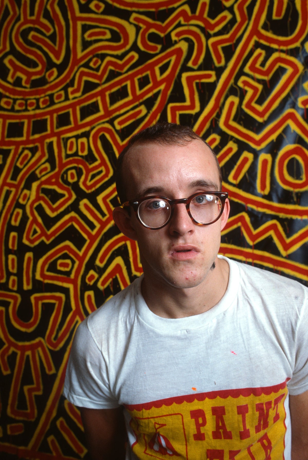 Keith Haring, New York City, 1982, photographed by Allan Tannenbaum.