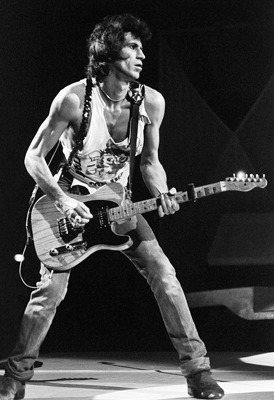 Keith Richards of the Rolling Stones, Tattoo You Tour, Connecticut, 1981, photographed by Mark Weiss.