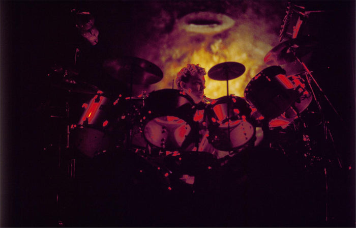 Neil Peart, Rush, 1986, photographed by Patrick Harbron.