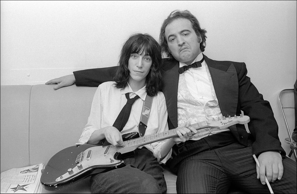 Patti Smith and John Belushi, Saturday Night Live, New York City, 1976, photographed by Allan Tannenbaum.