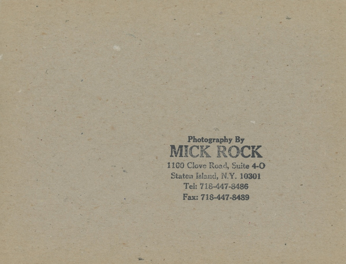 Verso of unique artwork by Mick Rock comprising four vintage C-prints mounted on original board, London, 1974.