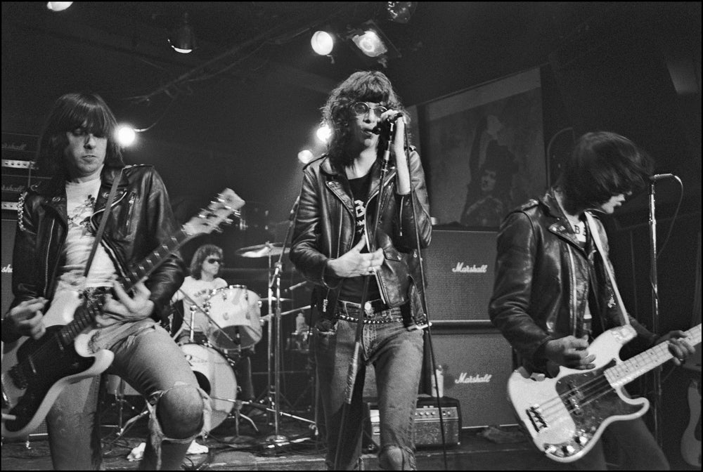 Ramones, CBGB, New York City, 1977, photographed by Allan Tannenbaum.