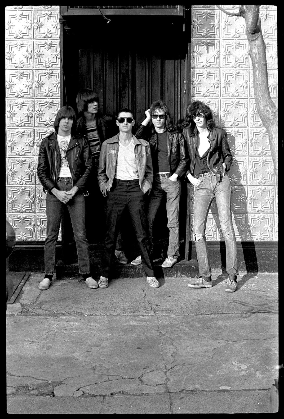 The Ramones with Arturo Vega, New York City, 1976, photographed by Roberta Bayley.