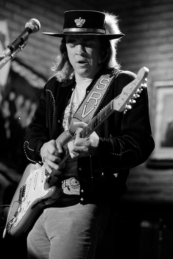 Stevie Ray Vaughan Performing, Toronto, 1987, photographed by Patrick Harbron.