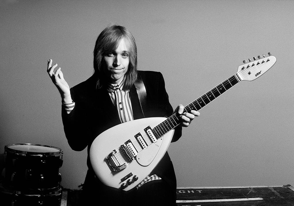 Tom Petty with Vox Guitar, California, 1985, photographed by Mark Weiss.