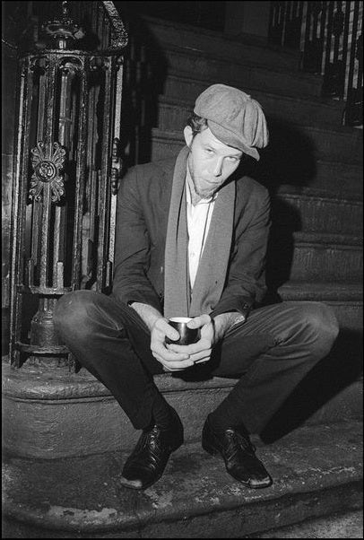Tom Waits in New York City, 1975. Black and white photograph by Allan Tannenbaum.